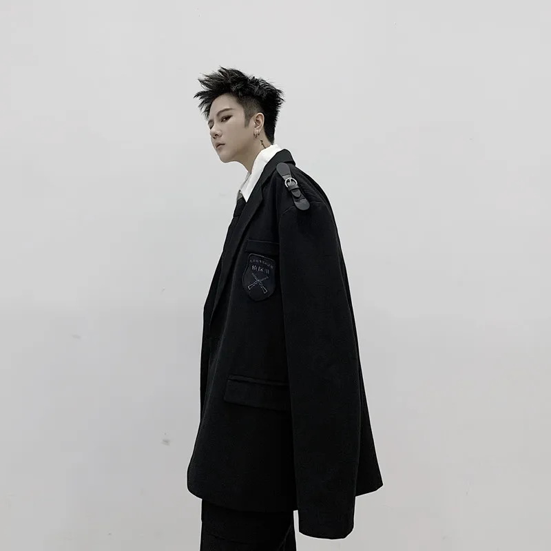 

Spring Autumn Male Suit Coat Outerwear Men Japan Harajuku Street College Style Casual Suit Blazer Jacket Overcoat