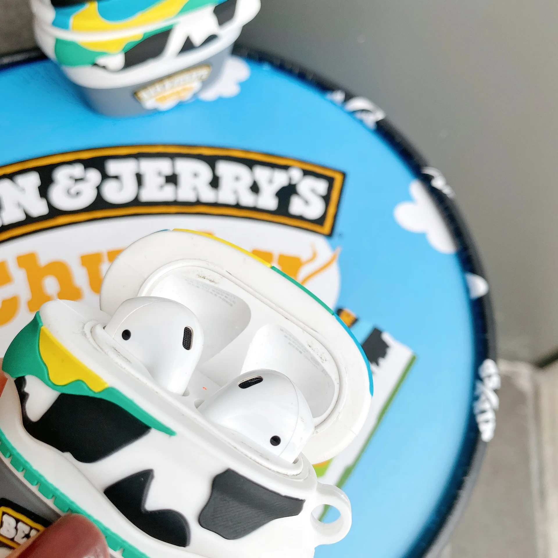 

Case for AirPods 1 2 Pro Charge Box Soft Silicone Wireless Bluetooth Earphone Protect Cover Brand Ben Jerry Ice cream cone 3D