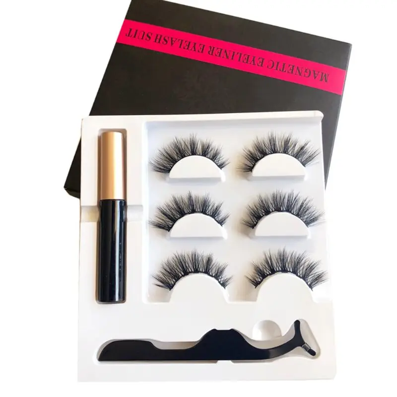 3 пары магнитных ресниц с магнитной подводкой для глаз и пинцетом набор мягких RXJC