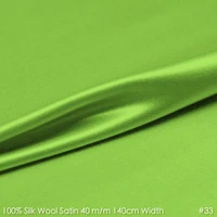 silk wool satin 140cm width 40mm28silk72wool satin fabric for summer suits party dress clothes 33 lime