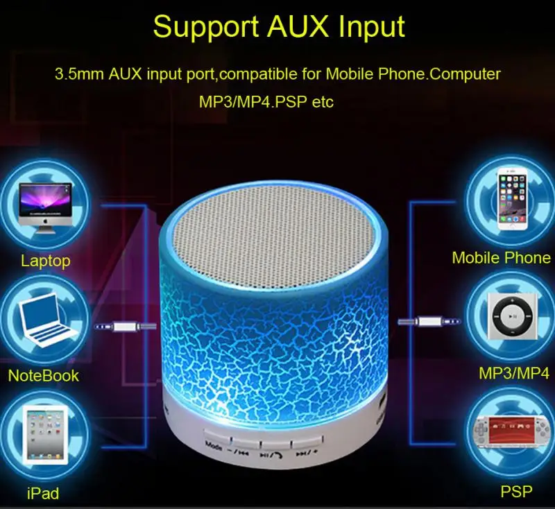 1x Новый горячий легкий портативный беспроводной bluetooth динамик A9 USB музыкальный