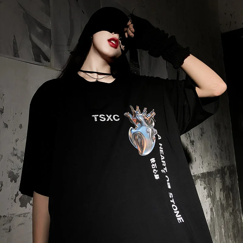 Футболка мужская хип-хоп оверсайз 2020 уличная футболка с железным сердечком