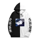 Толстовка МужскаяЖенская с длинным рукавом, японское аниме ююютсу касисен годзо Сатору, свободная двухцветная повседневная кофта с капюшоном в стиле хип-хоп, 2021