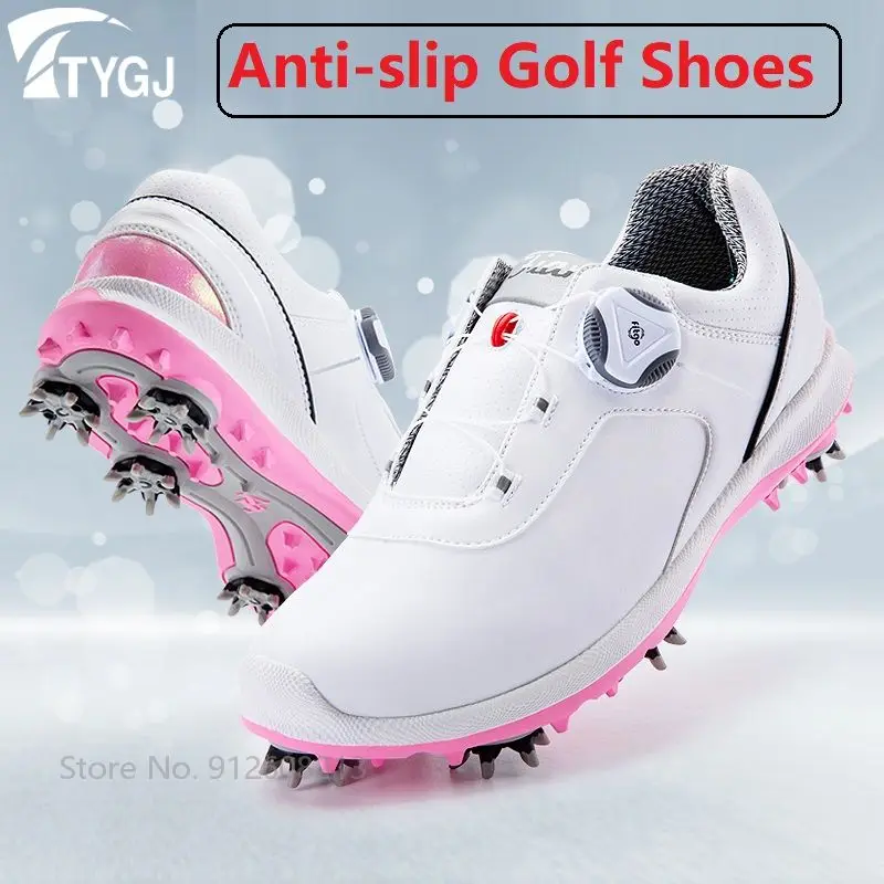 

Ttygj Ladies Casual Golfing Sneakers Waterproof Golf Shoes Female Rotating Buckles Lightweight Trainers Anti-Skid Footwear New