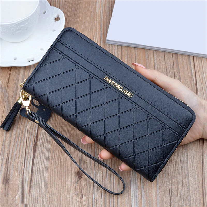 

Quality PU Leather Women Long Zipper Coin Purses Tassel Design Clutch Wallet Ladies Money Credit Card Bags For Female
