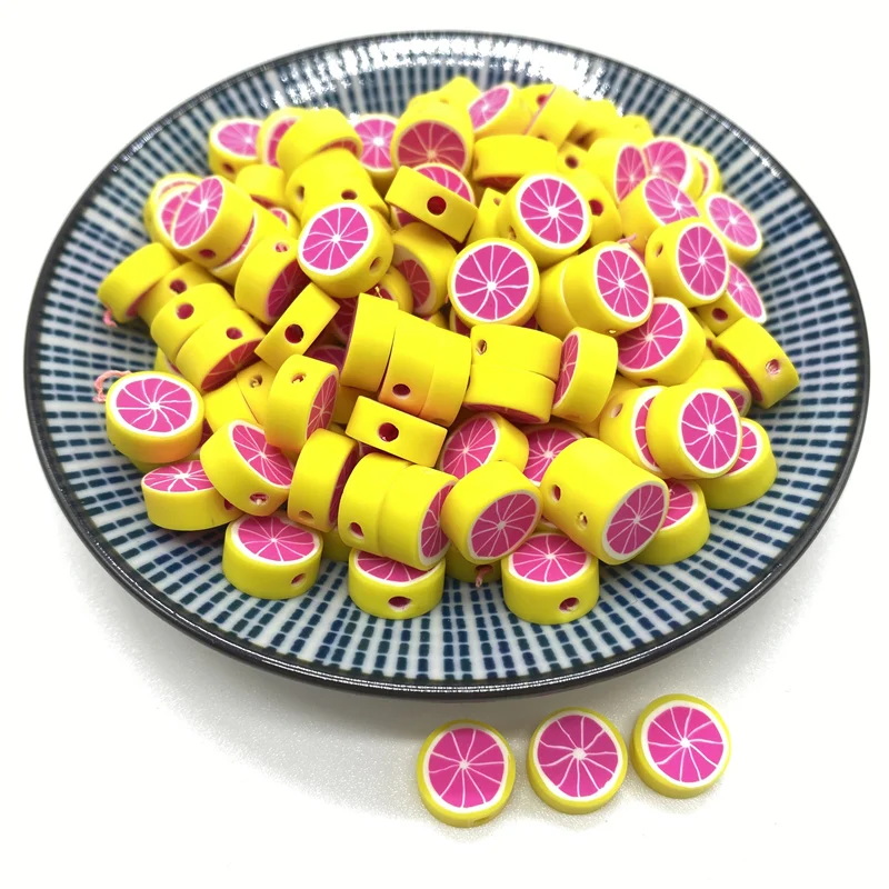 

30pcs/lot 10mm Grapefruit Beads Polymer Clay Beads Polymer Clay Spacer Beads For Jewelry Making DIY Bracelet necklace #15