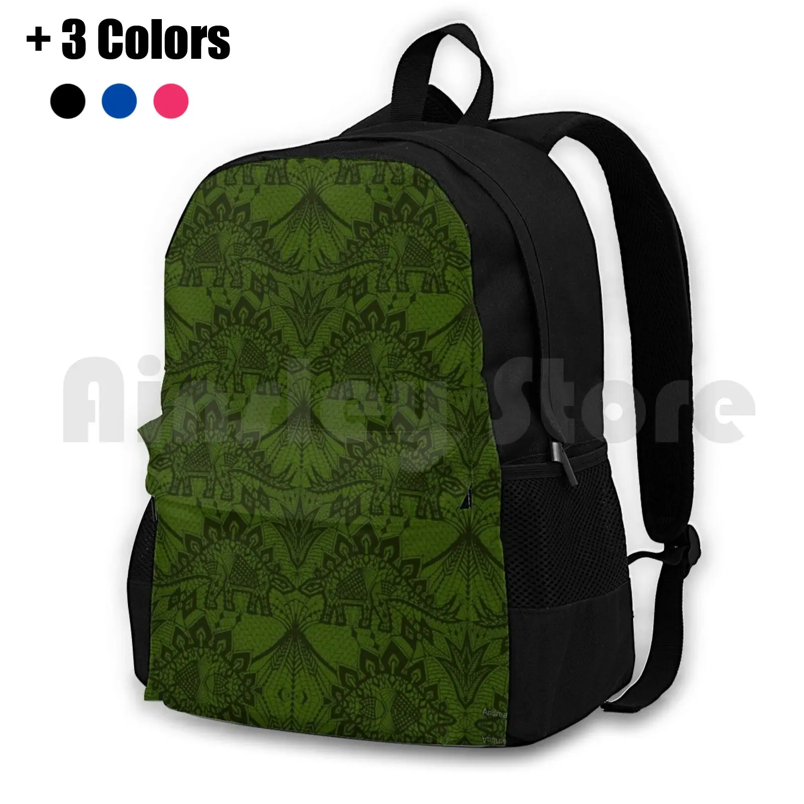 

Stegosaurus Lace-Green Outdoor Hiking Backpack Waterproof Camping Travel Stegosaurus Stegasaurus Volcano Dinosaur Prehistoric