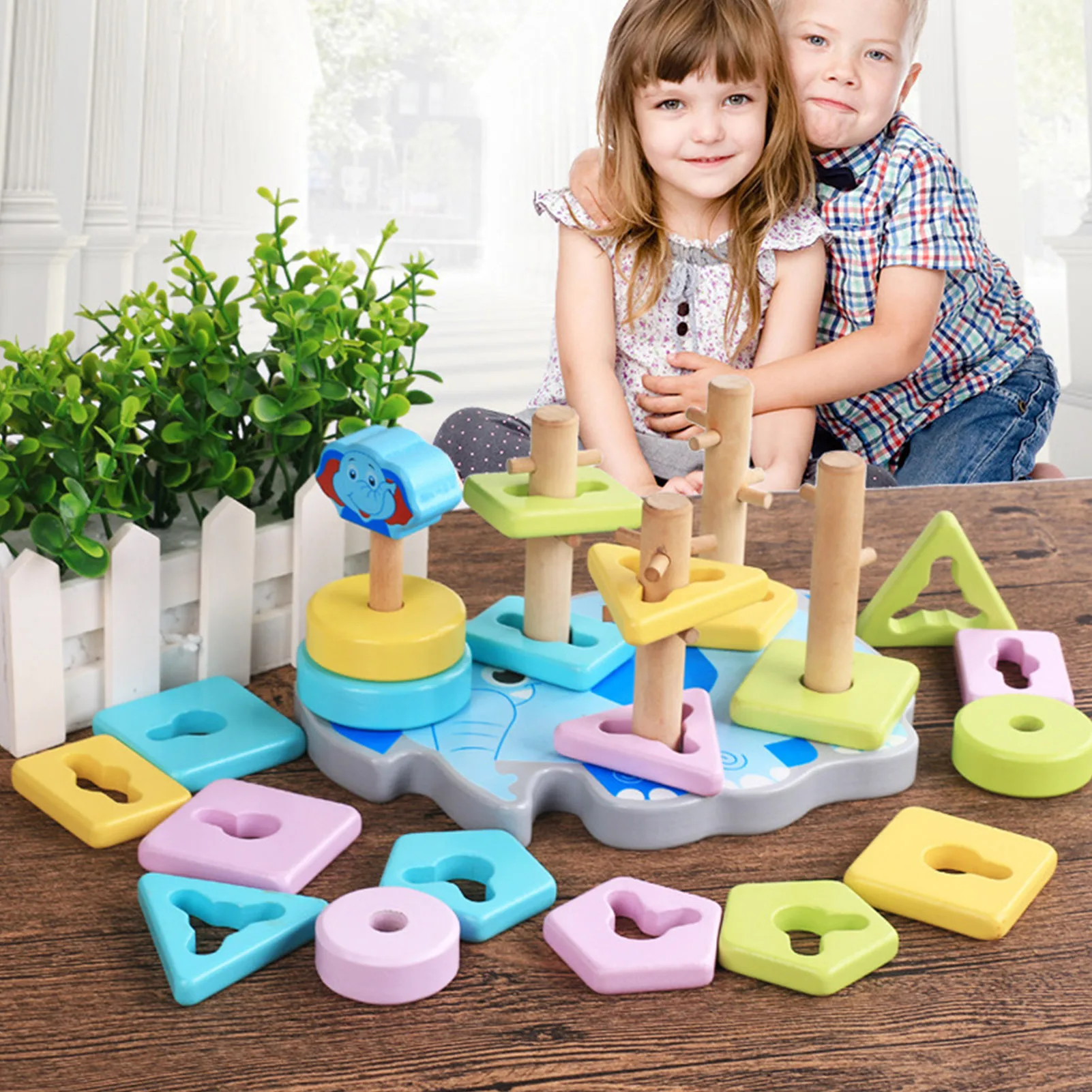 

Деревянные игрушки Монтессори для детей, разноцветные геометрические фигуры, для раннего обучения