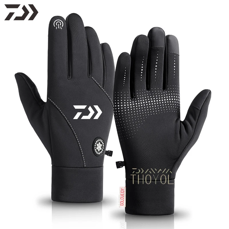 

Daiwa Fishing Clothes outdoor sports cycling zipper Windproof stretch Fishing Gloves Windproof Thicken Touchscreen warm Gloves