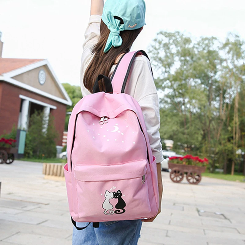 Простой стиль холщовые рюкзаки для женщин наплечная сумка с принтом мультяшного