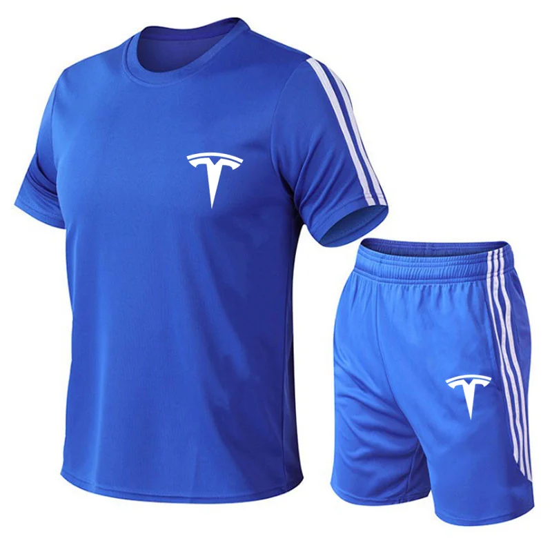 

New Summer Casual Sports Men's Sportswear Tracksuit Sets Short sleeve T Shirts and Shorts male clothes Size M -3XL