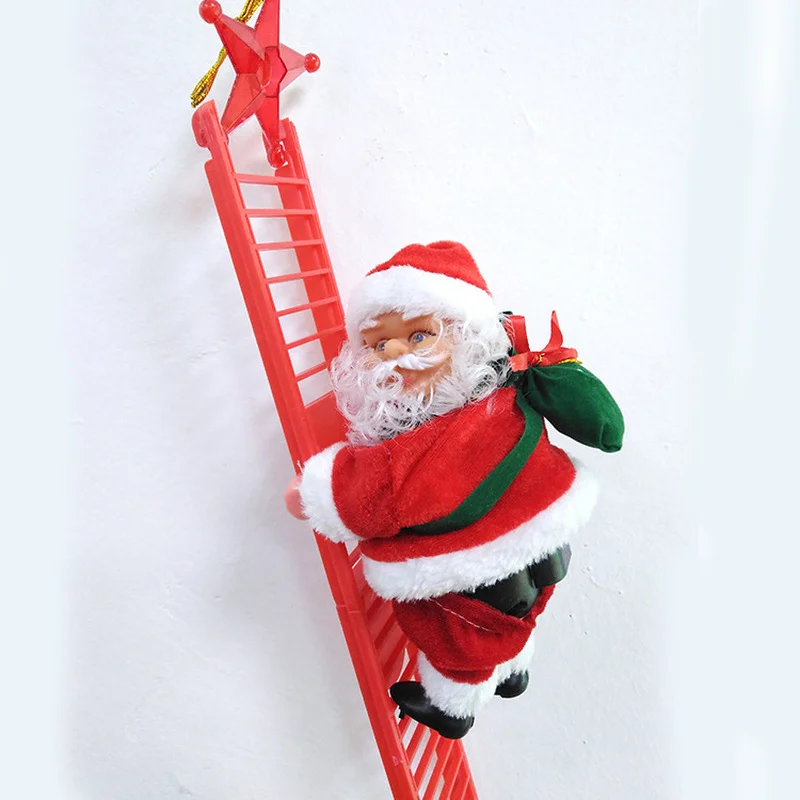 

2021 New Music Christmas Santa Claus Toy Electric Climb Ladder Christmas Tree Hanging Ornament Party Decoration for ChildrenToy
