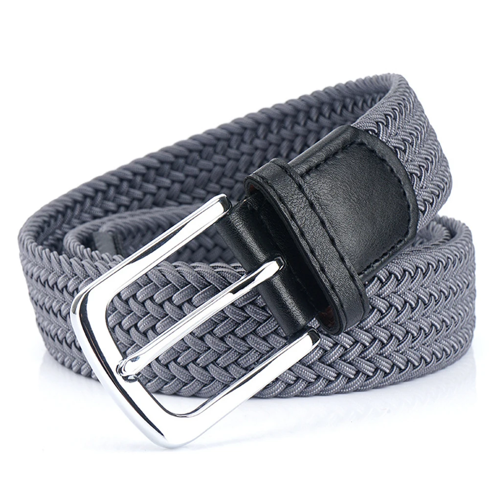 

3.4CM Mens Belt Elastic Strap Pin Buckle High Quality Canvas Belts for Boys Jeans Dress Belt Fashion Designer Nylon belts Black