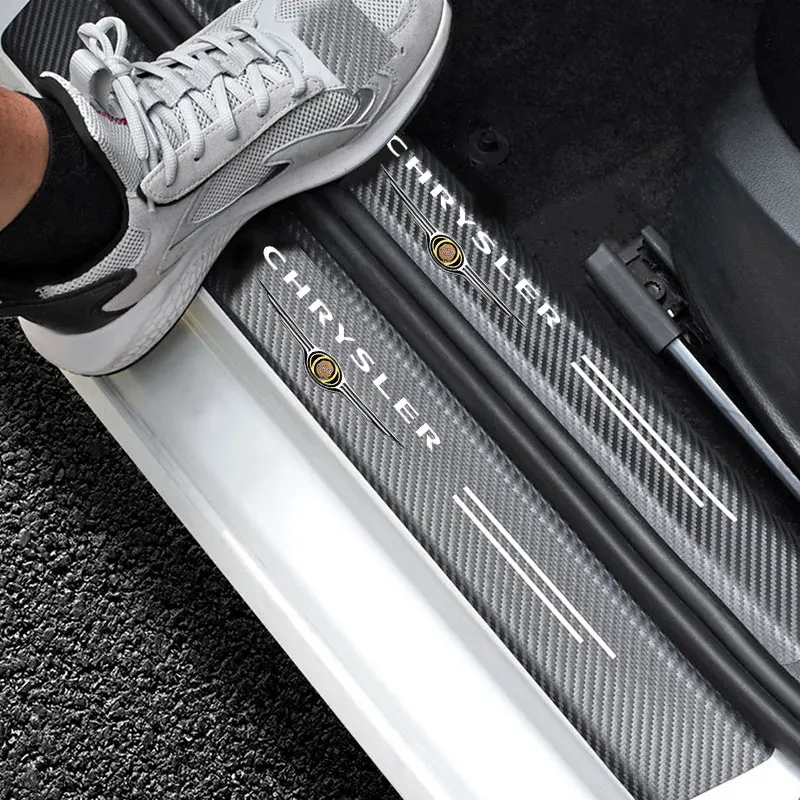 

Car Door Sill Leather Decals For Chrysler 300c 300 200c Pacifica Sebring Lancia Thema ST JS Voyager RT decoration Accessories
