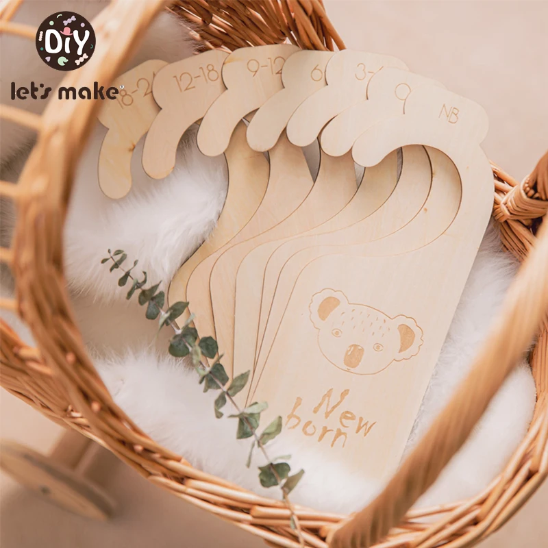 Let's Make 11pc Newborn 24 Months Baby Closet Dividers Wood Nursery Clothes Organizers Wardrobe Divider New Mom Gift |