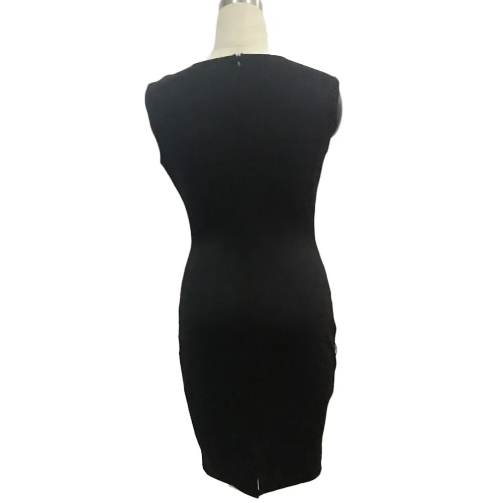 

Women Lace Splicing Black Sheath Bodycon Dress Women Sexy Sleeveless V-neck Mini Party Pencil Mini Dress Vestidos Summer Dresses