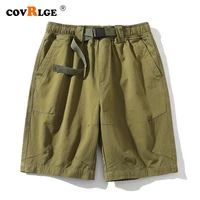 covrlge summer korean version trend line decoration five point pants slim fit long tube casual shorts men male streetwear mkd100