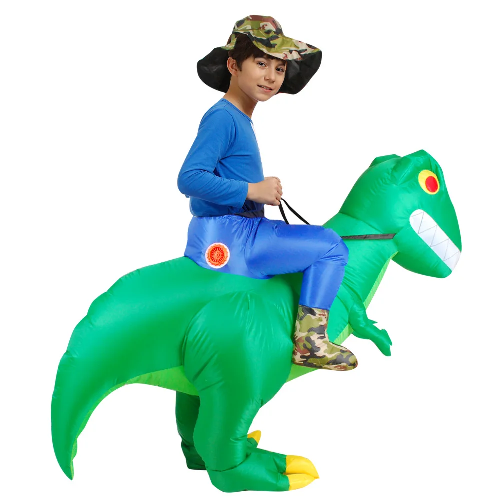 Костюм для езды, 2 размера, надувной динозавр, маскарадный костюм T-Rex, костюм для взрослых и детей на Хэллоуин, праздничный костюм дракона, тематический косплей с животными