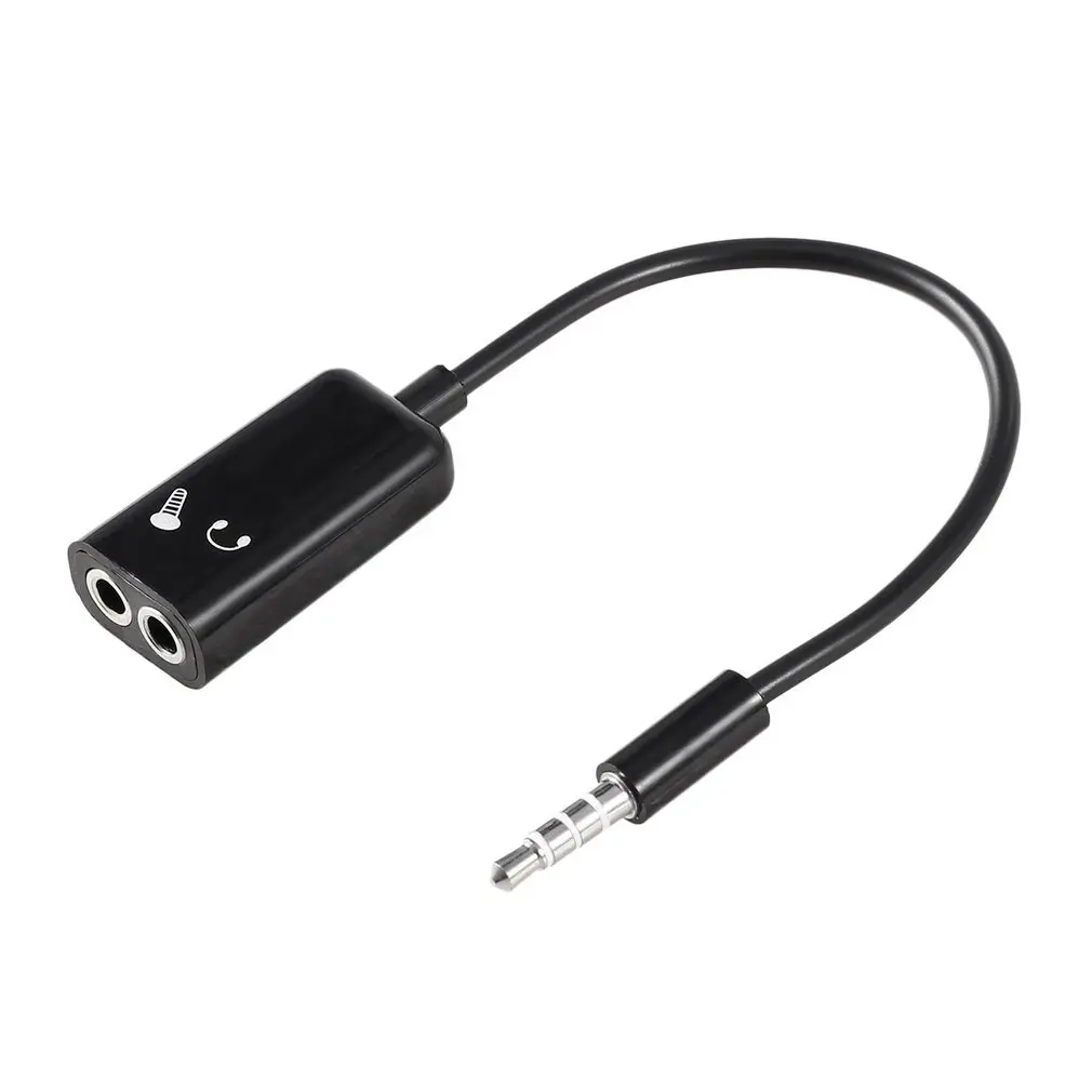 

3.5mm Mobile Phones Headphone Microphone Stereo Audio Splitter Adapter Cable For Iphone For Samsung Black Easy to Take Along