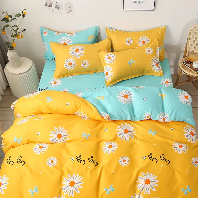 

4-piece bedding set, quilt cover, bed sheet, pillowcase, simple student dormitory supplies, single and double 3-piece set