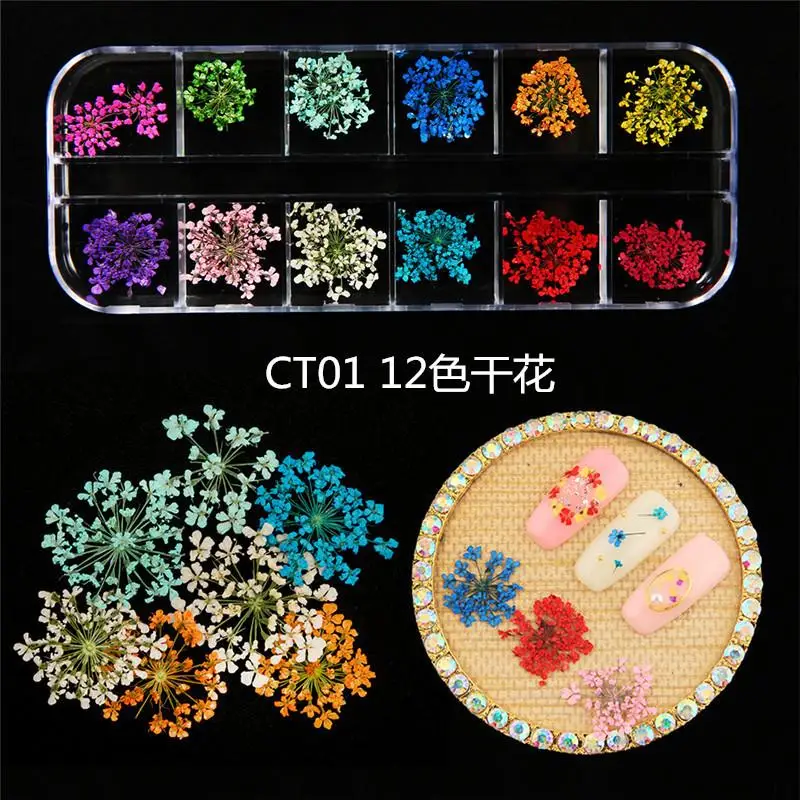 

1 Box Nail Diamond Jewelry Nail Art Decoration Rose Gold Dried Flower Metal Punk Style Sequin Shaped Diamond