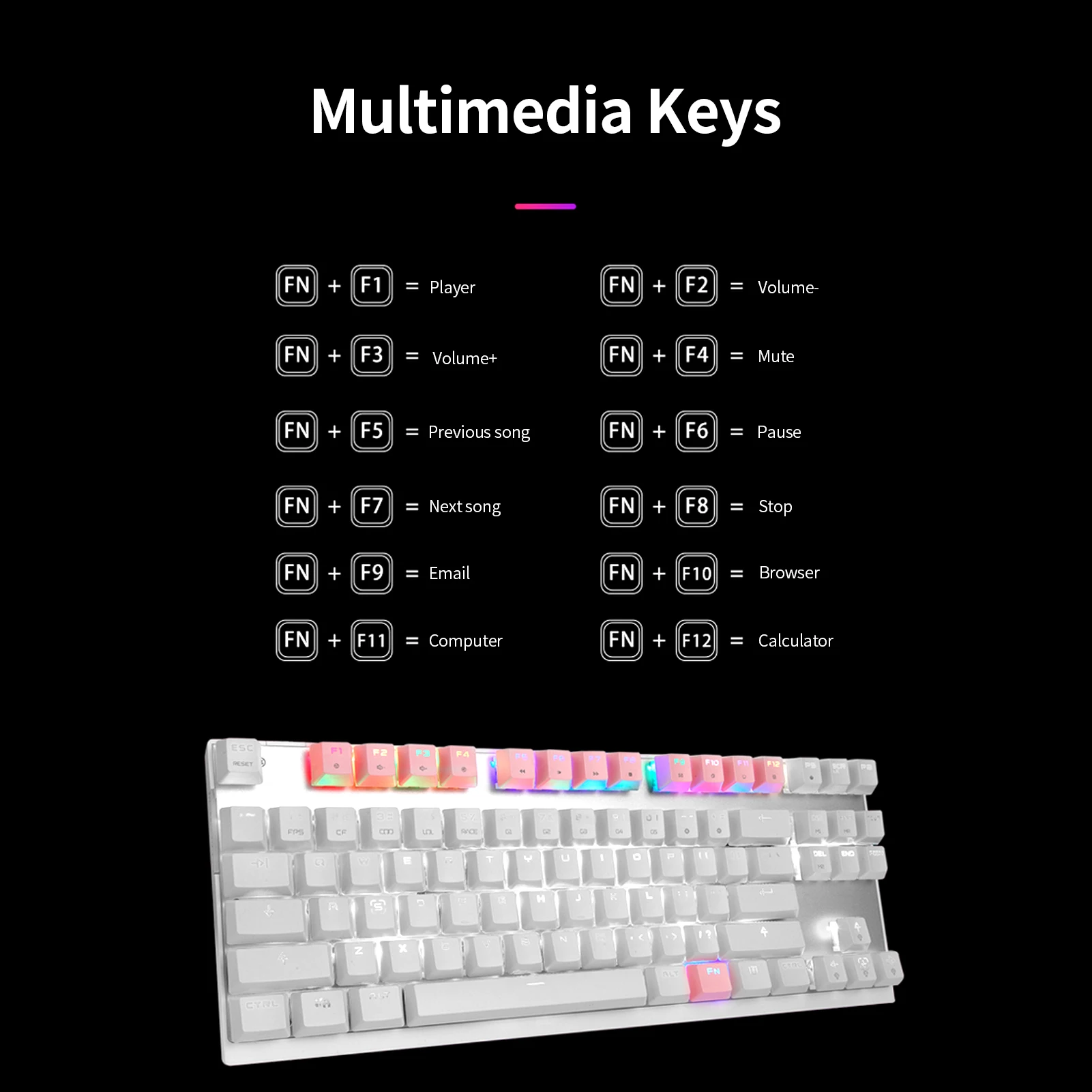 MOTOSPEED клавиатура CK82 механическая 87 клавиш RGB игровая с OUTMU Red Switch мультимедийные