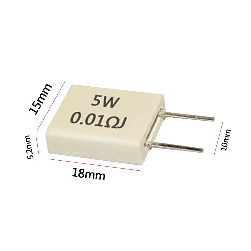 

10Pcs SQM vertical Non-inductive Ceramic Cement Resistor 5W 0.01/0.015/0.02/0.022/0.025/0.03/0.047/0.05/0.5R 2pin Copper foot