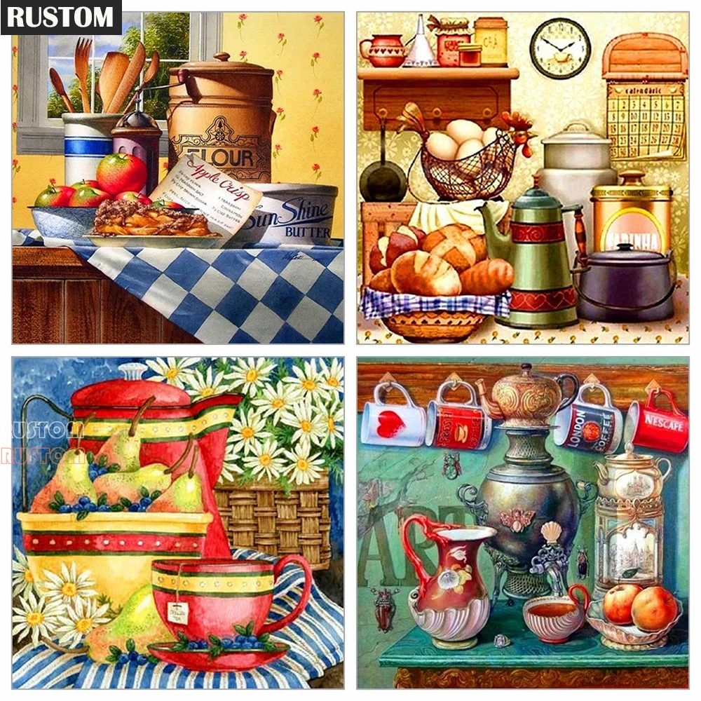 

5D DIY Diamond Painting Art Oil Painting Kitchen Square/Round Inlaid Rhinestone Mosaic Cross Stitch Home Decoration Painting Rus