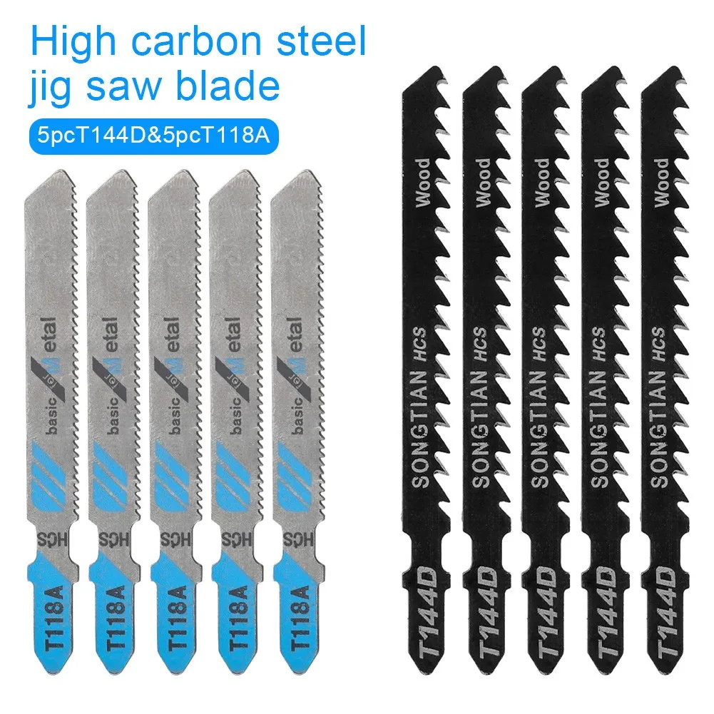 

10Pcs Jig Saw Blade Jigsaw Blades Set Metal Wood Assorted Blades Woodworking T144D/T244D/T118A/T111C