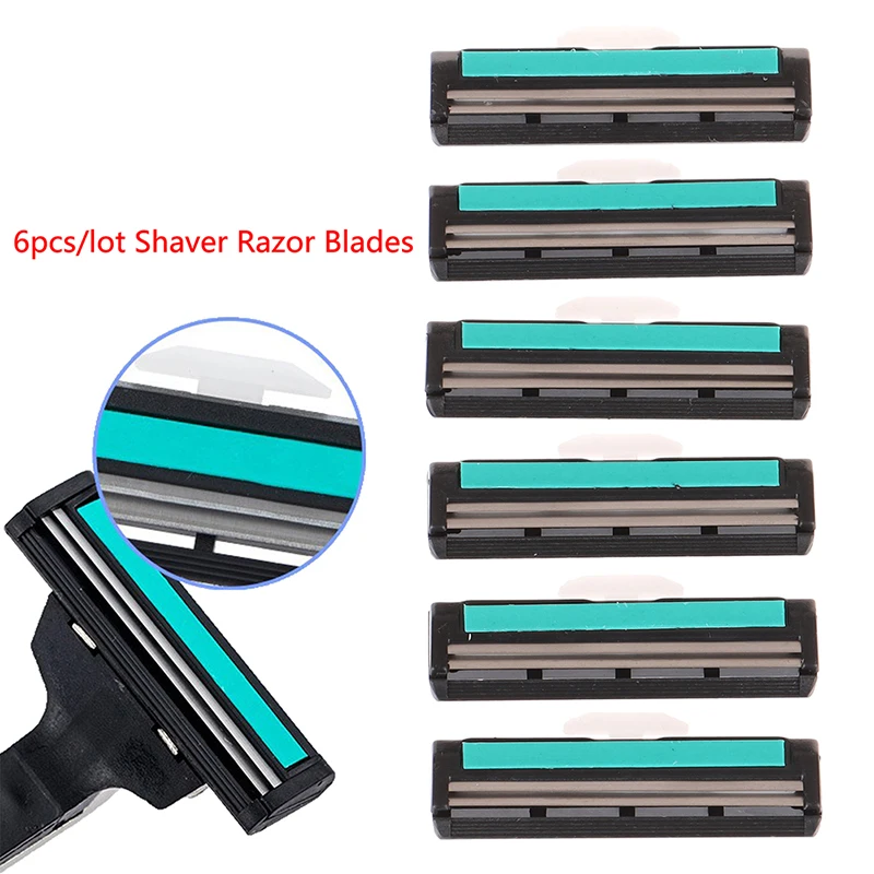

6pcs/lot Shaver Razor Blades Cassette Shaving Blade for Men 2 Layer Blades New Arrival