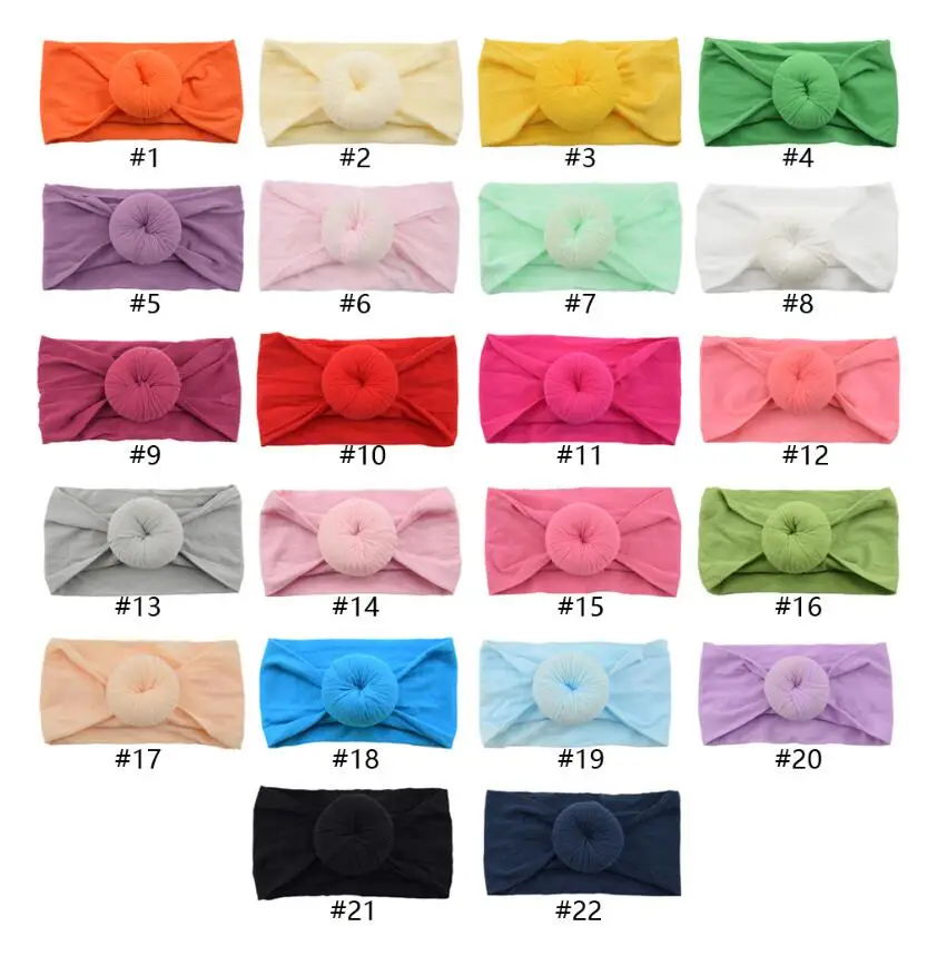 

12Pcs/lot 38 color Donut Knot Nylon Baby Headbands ,Girls Bun Headband Donuts Nylon Baby Headband,Head Wraps Hair Accessories