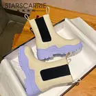 Женские кожаные ботинки челси, красные ботинки на толстой подошве, с авокадо, Осень-зима 2021