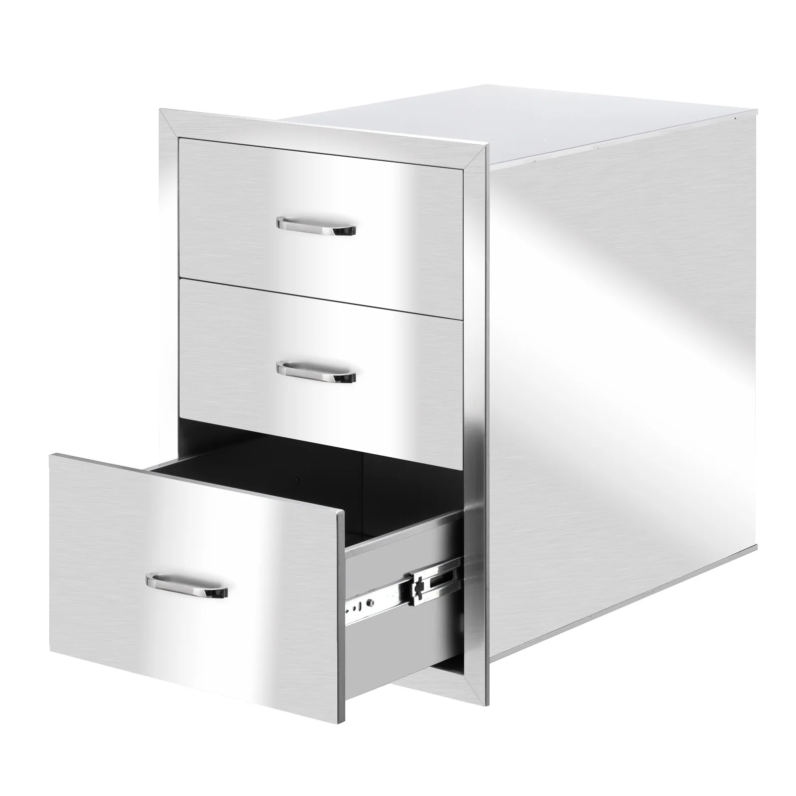 

4 Style Food-Grade Stainless Steel Drawer Kitchen Outdoor Courtyard Patio Oven Drawer Grill Station BBQ Island Silver[US-Stock]
