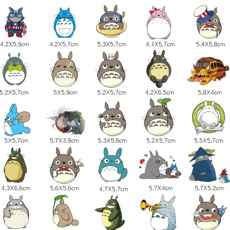 Наклейки Totoro Cute в количестве 50 штук, набор аниме-пегатин для детей на ноутбук, холодильник, телефон, скейтборд, чемодан, смешные и крутые наклейки.