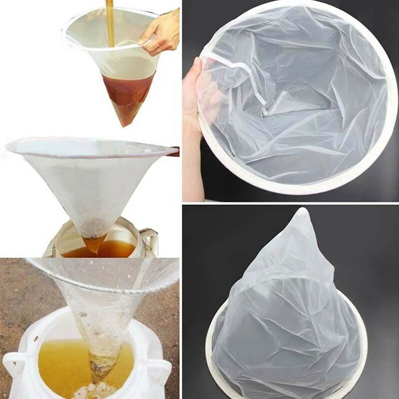 

1PCS Mesh Nylon Cone-shape Honey Strainer Filter Fiber Net Single Layer White Beekeeping Tools Purifier Apiary Equipment