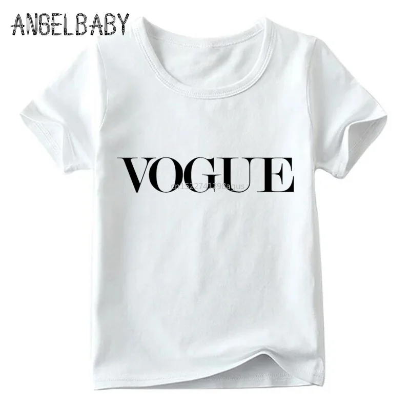 Детская модная футболка с надписью VOGUE летние топы принтом для маленьких