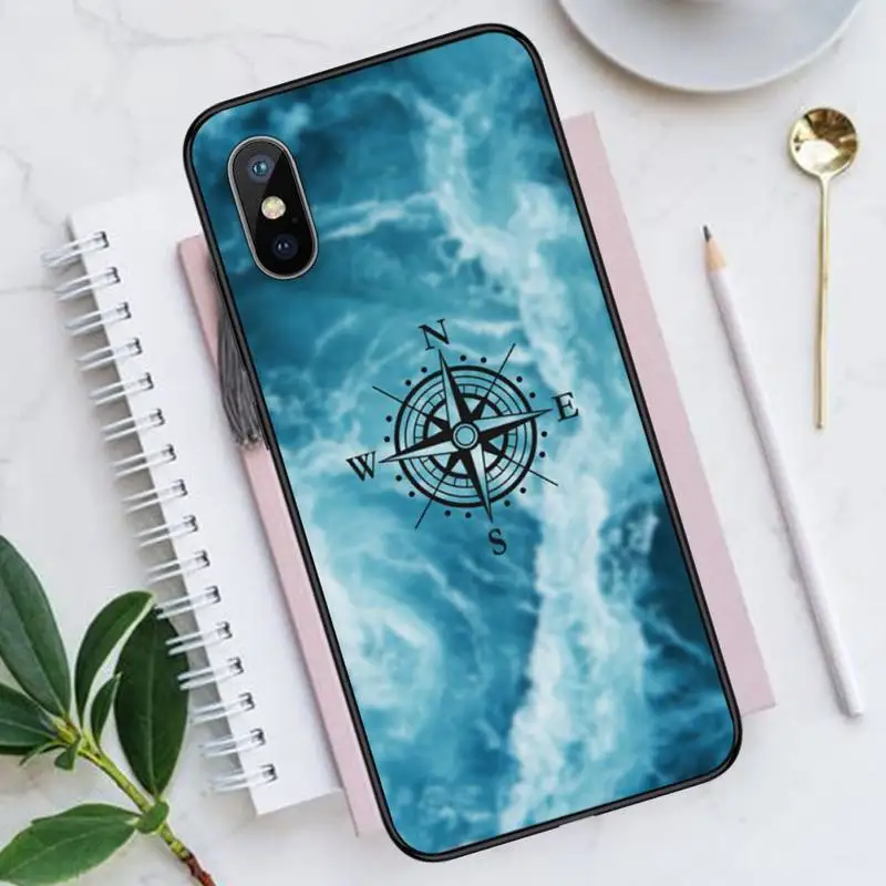 

Nautical compass logo Phone Case for iPhone 11 12 pro XS MAX 8 7 6 6S Plus X 5S SE 2020 XR Luxury brand shell funda coque