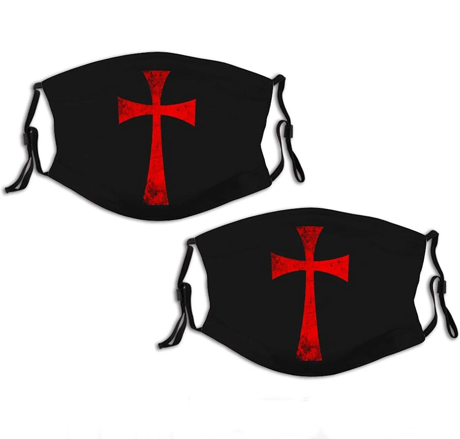 

Distressed Crusader Knights Templar Cross Mouth Covering Washable Reusable Fabric Face Mask with Filter