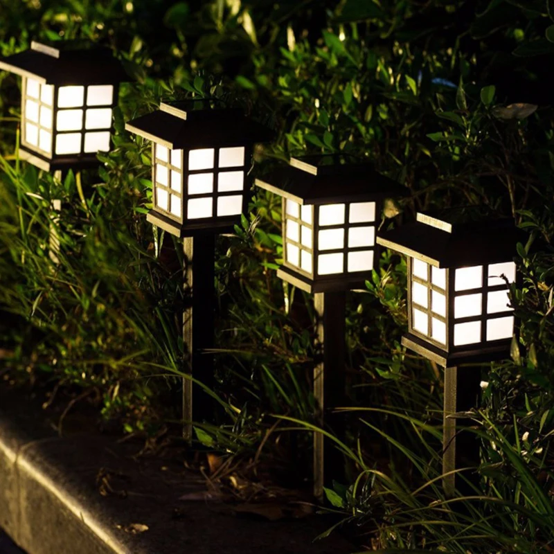 

Solar Power LED Ground Retro Small Palace House Lamp Garden Decoration Outdoor Waterproof Light Sensor Lawn Lamp White RGB