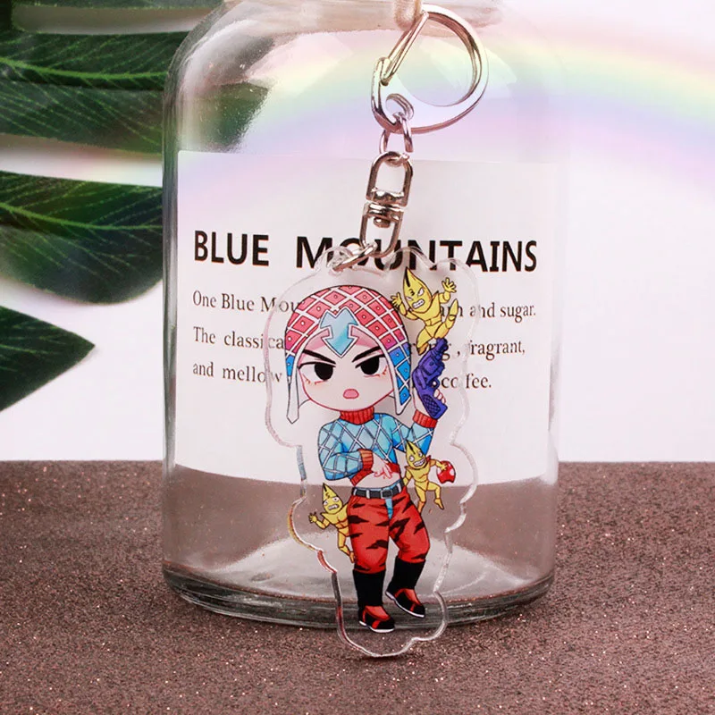 H06 Anime Jojos Bizarre Adventure Keychain Cartoon Figure Acrylic Pendant Backpack Key Ring - Цвет: H06