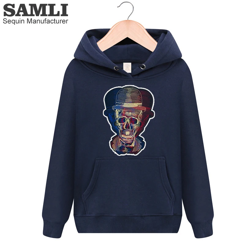 

Skulls Patch Designs Men's Sweatshirts Hoodies 2021 New Spring Autumn Cotton Long-Sleeve Pullovers Hooded Punk style Tops Men