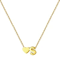 high quality tiny heart dainty initial necklace gold silver color letter name choker necklace for women pendant jewelry gift