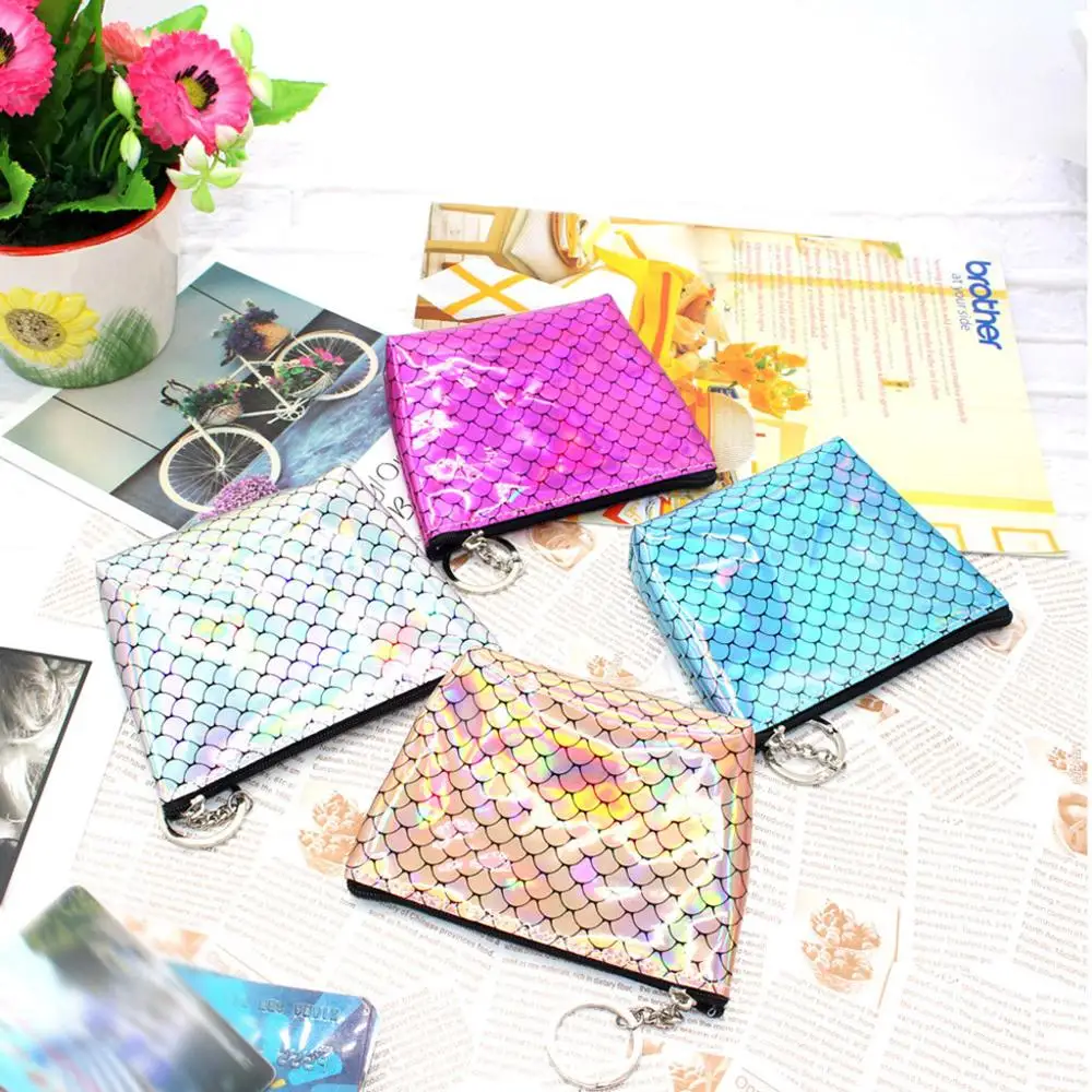 Новый мини-кошелек для монет с рыбьими чехлом Женский лазерный маленький мешок
