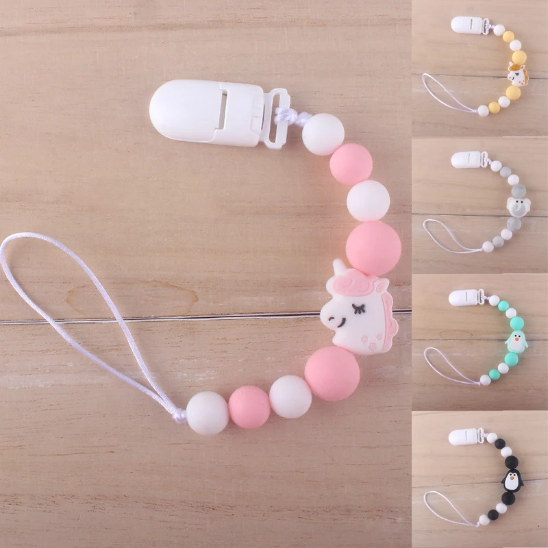 

16 Colors New Arrival Baby Girl Pacifier Clips Toddler Boys Cartoon Soothing Teether Newborn Accessories Silicone Pacifier Chain