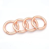 rose gold spring rings round closed rings zinc alloy o rings circle spring push gate rings spring snap hooks leather 4pcs