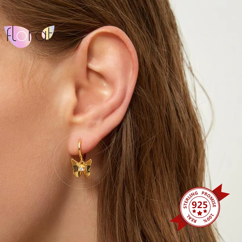 

925 Sterling Silver Ear Buckle Butterfly Drop Earrings Fashion Hanging Earrings for Women Animal Hoop Earrings Party Jewelry