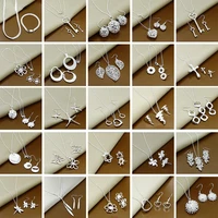 new trendy 925 sterling silver jewelry sets simple fashion insect moon round ball necklace earrings sets for woman gift