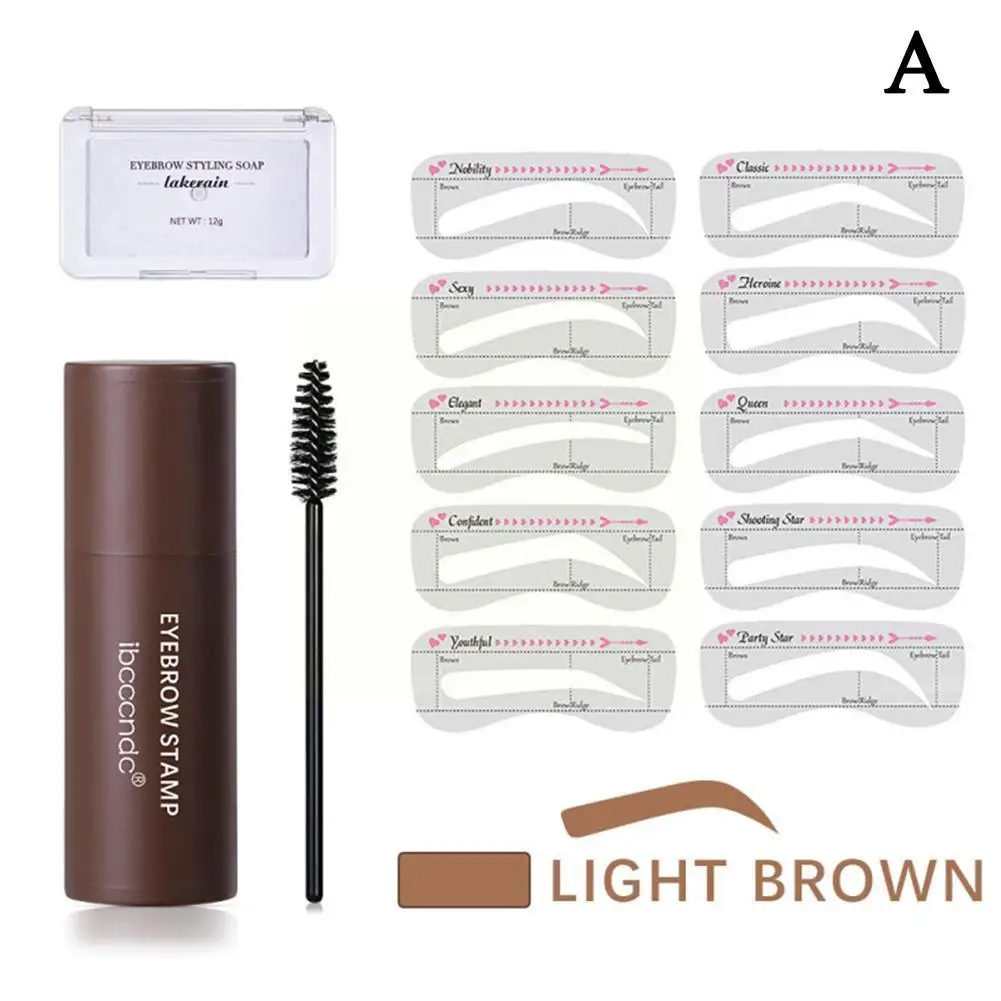 1 Set Eyebrow Brow Stamp Kit Gel Eye With 10 Reusable Stencils Brushes Q7o0 | Красота и здоровье