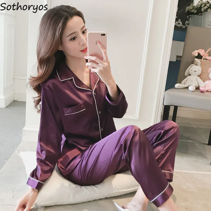 Женские пижамные комплекты универсальная модная однотонная Домашняя одежда
