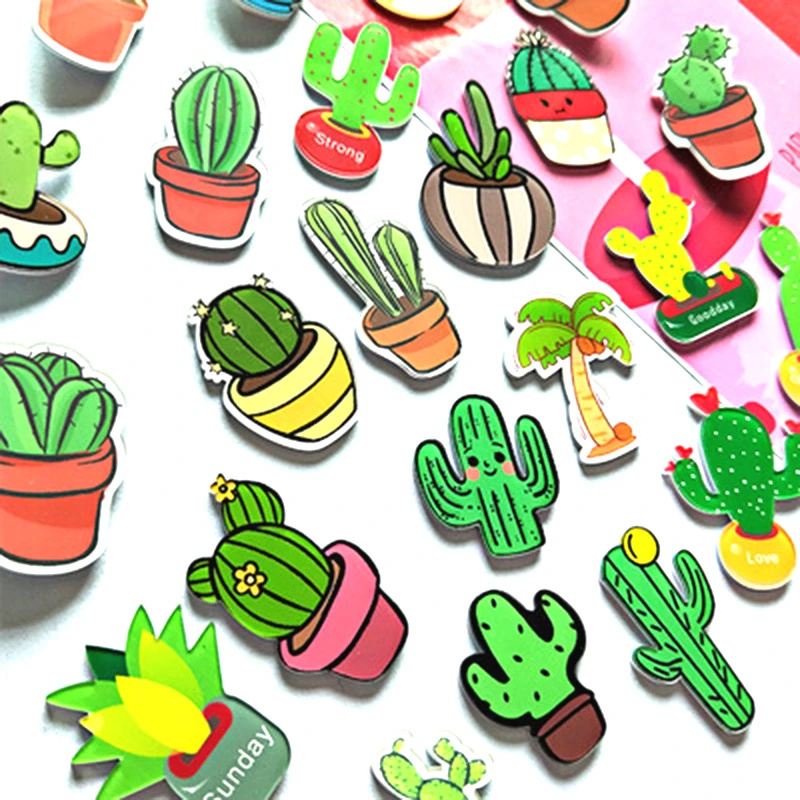 Рождественский мультяшный маленький кактус растение кокосовое дерево акриловая